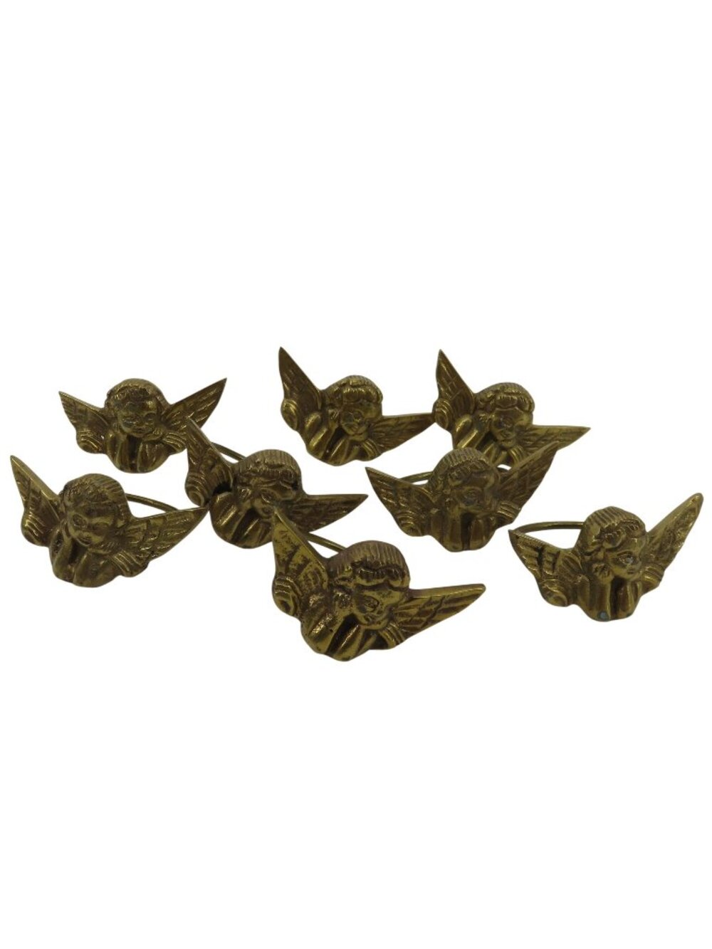 VTG Set of 8 Brass Metal Cherub Angel Napkin Rings Holders Christmas Holiday